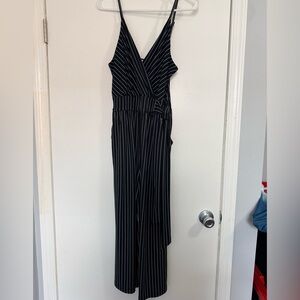 Kaileigh Black and White Pinstripe Jumpsuit